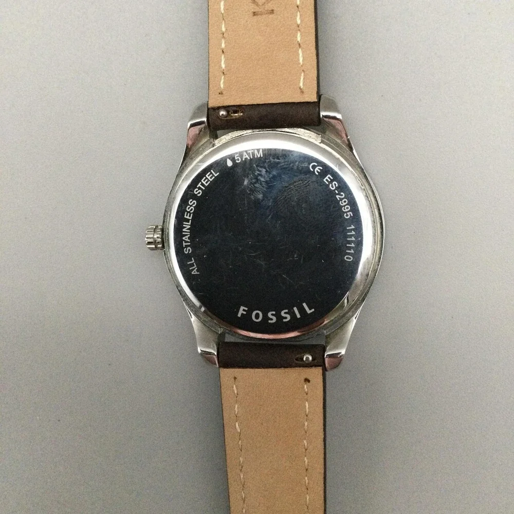 Fossil Stella Women Watch 38mml Brown Leather Crystals Multi ES-2995 New Battyer